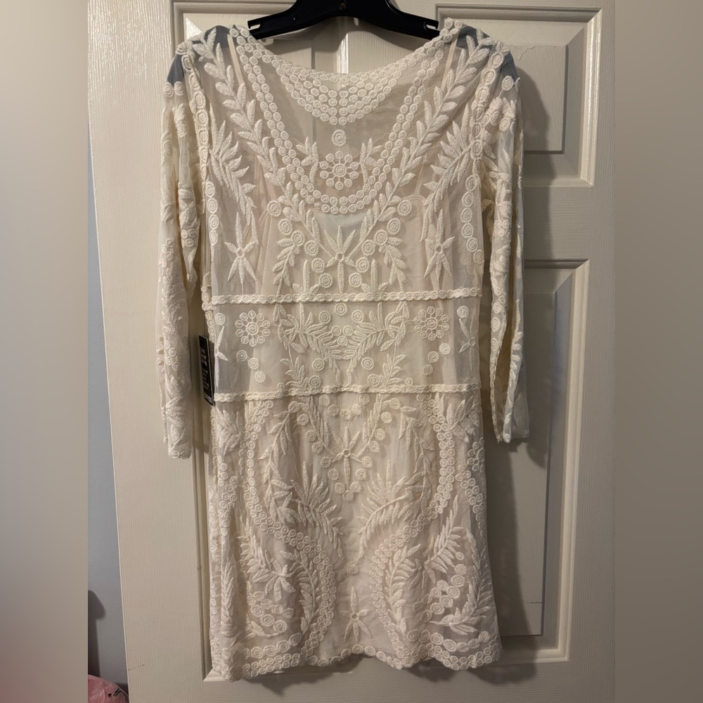 Express Cream Sheath Dress Crew Neck *Ready to Ship ASAP*